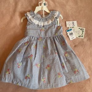 Adorable blue and white striped dress sized 24 months.